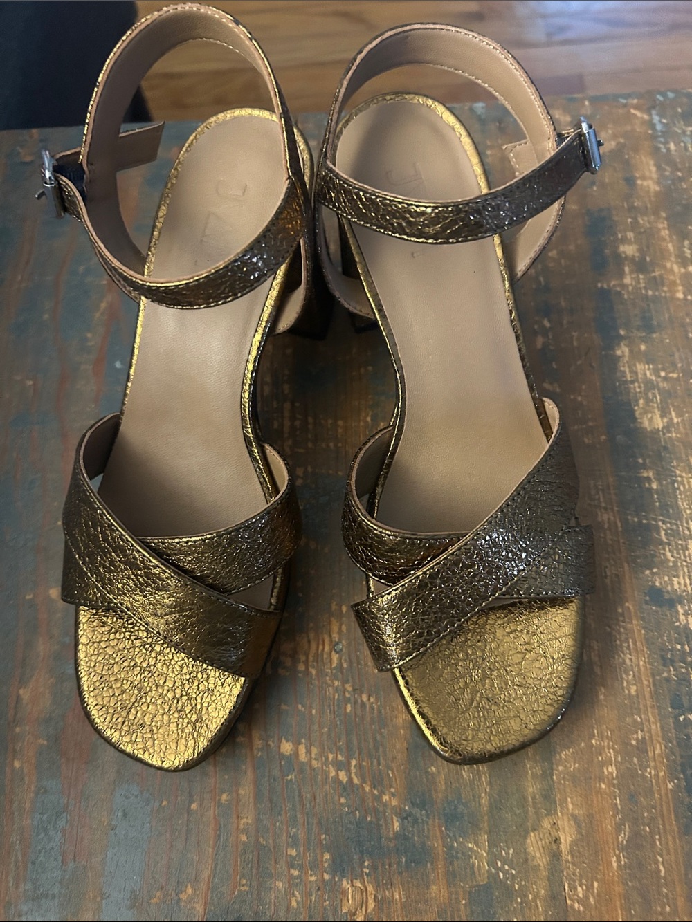 Metallic Gold Women's Ankle-Strap Sandals